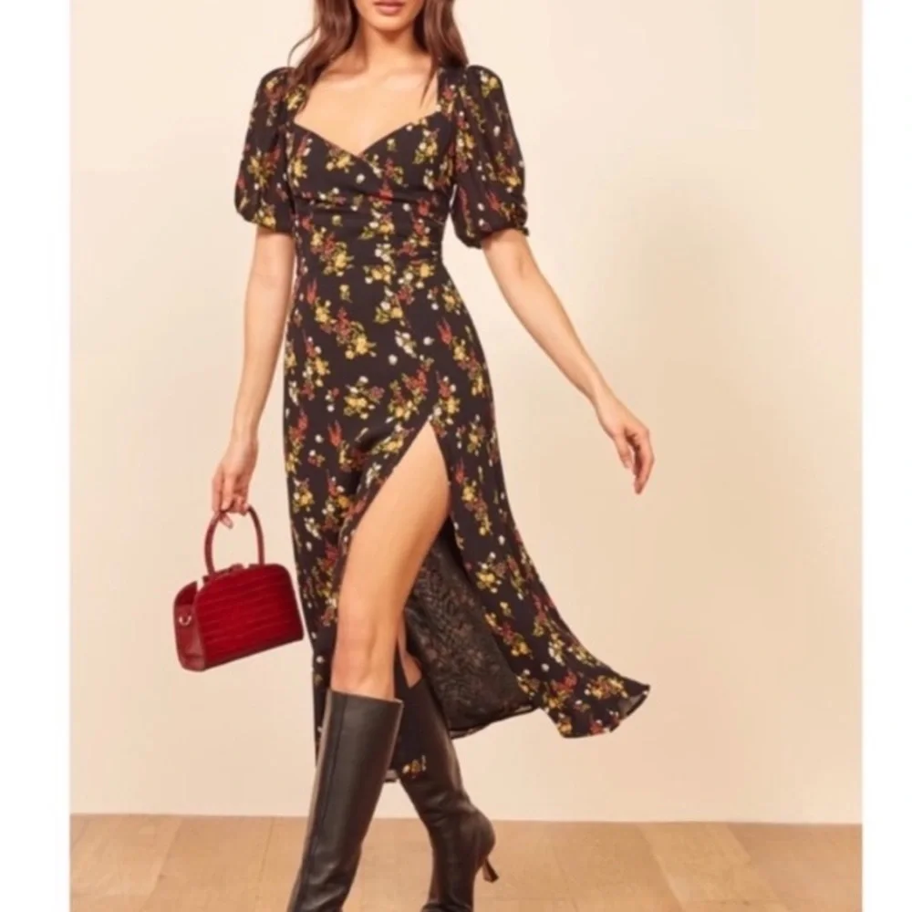 Reformation Black Floral Midi Dress - Picture 5 of 9